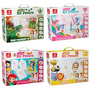 Kit Super Kits Pintura Dinossauros Unicórnios Princesas e Safari - Brincadeira de Criança - Barão