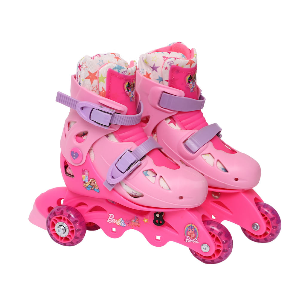 Barbie Patins 3 Rodas Ajustável 29 a 32 com Acessórios - Fun Toys