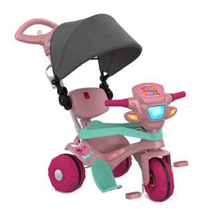 Triciclo Velotrol com Capota Passeio e Pedal Rosa - Bandeirante