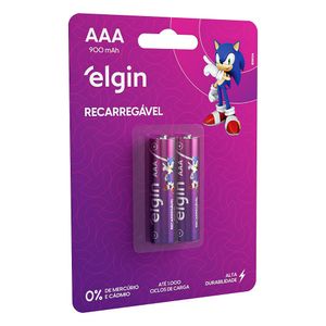 Pilha Alcalina Sonic Recarregável AAA com 2 unidades - Elgin